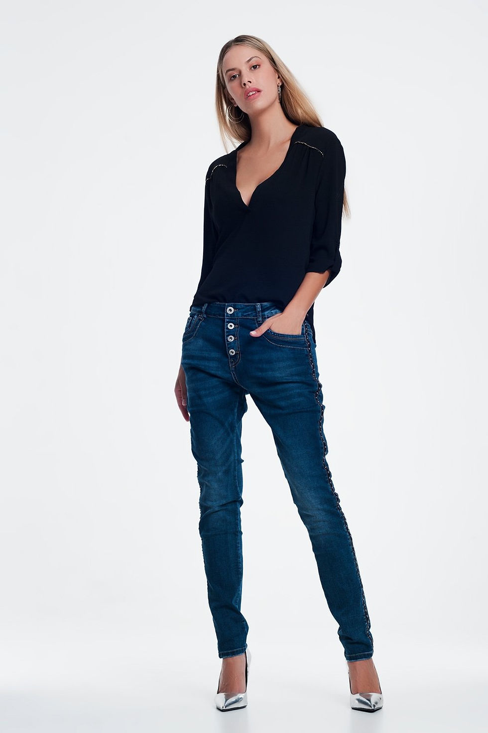 תמונה ממוזערת: Leather Look Studded Jeans