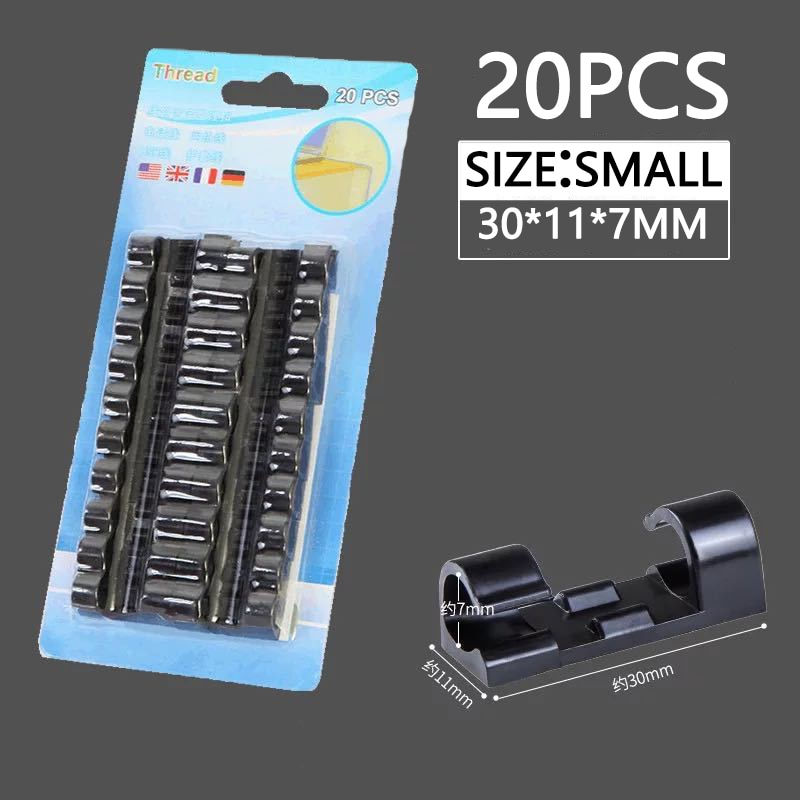 Thumbnail: 20pcs Finisher Wire Clamp Self-Adhesive Wire Organizer Cable Clip Buckle Clips