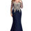 Thumbnail: Plus Size 26W Mermaid Lace Long Sleeve Evening Dress Beaded Crystals