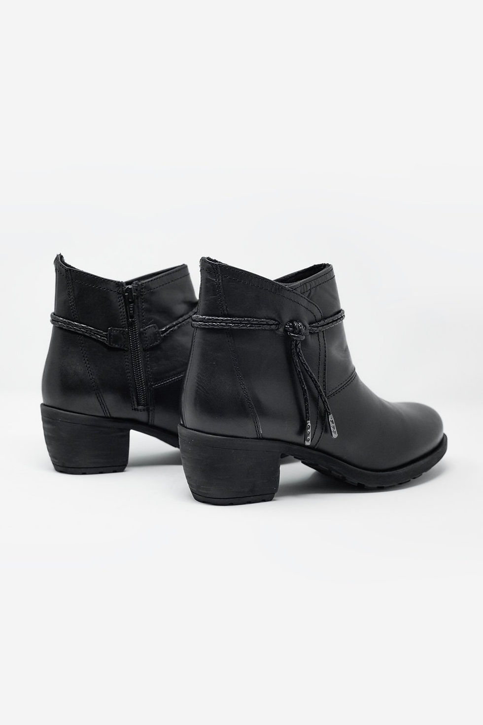 Thumbnail: Black Blocked Mid Heeled Ankle Boots