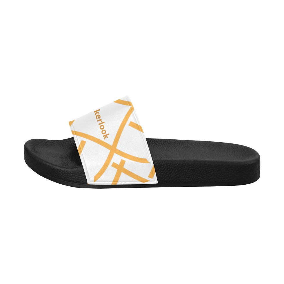 Thumbnail: Wakerlook Golden Print Color Men's White Slide Sandals
