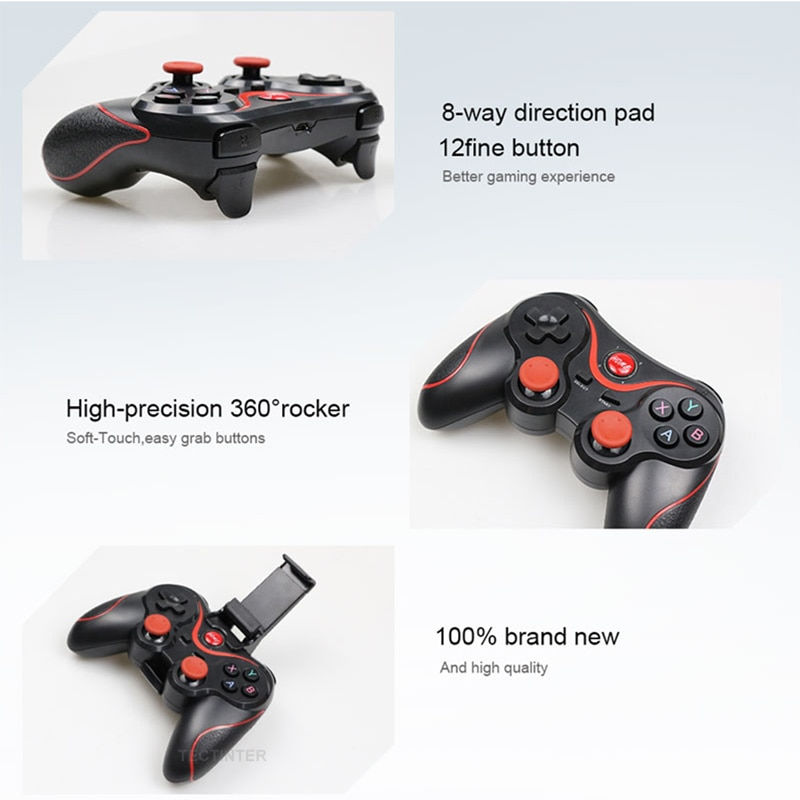 Thumbnail: T3 X3 Wireless Joystick Gamepad PC Game Controller Support Bluetooth BT3.0