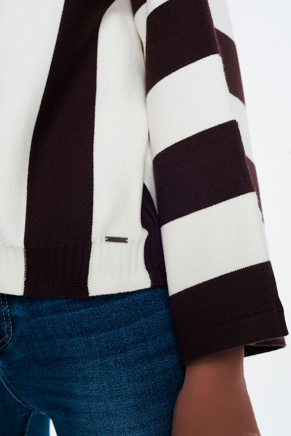 Thumbnail: Scoop Neck Sweater in Mono Stripe in Brown