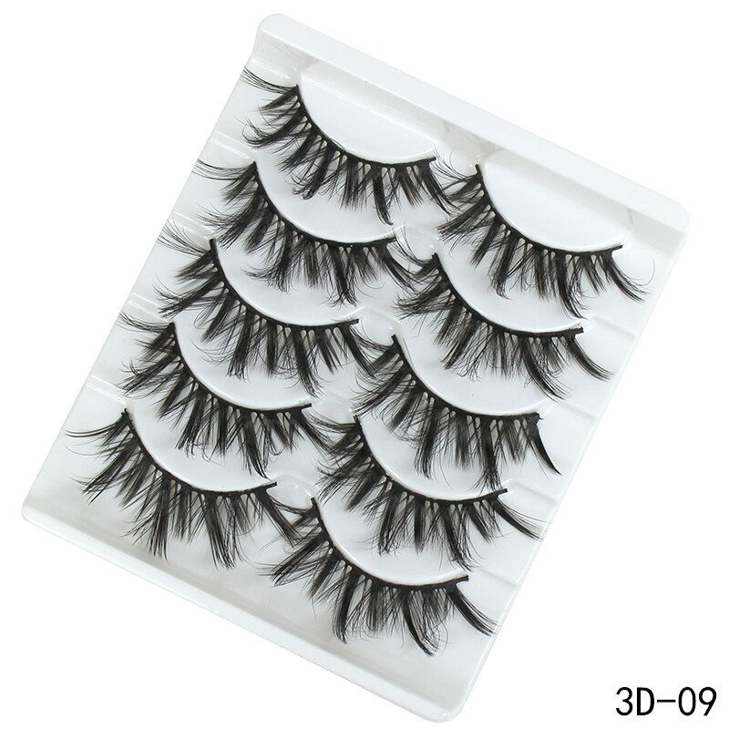 Thumbnail: 5 Pairs 3D Mink Eyelashes Natural False Eyelashes Lashes Soft Fake Eyelashes