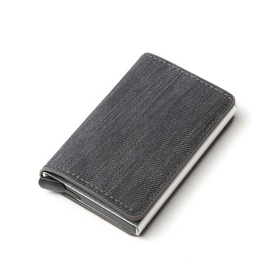 Thumbnail: Aluminum Wallet Metal Credit Card Holder Automatic Elastic PU Leather Antitheft