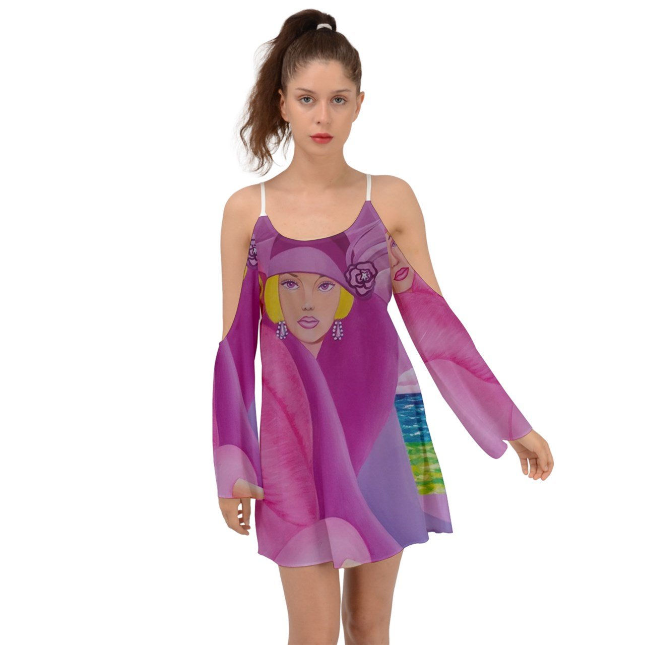 Palm Beach Winter Ladies Kimono Sleeves Womens Boho Dress Drop Sleeve