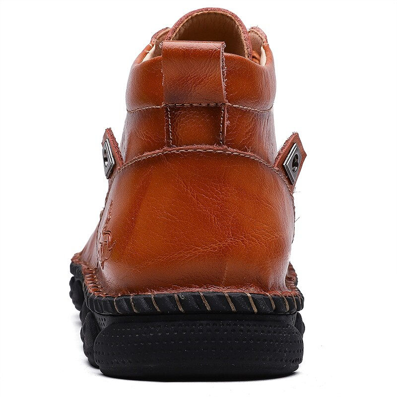 Thumbnail: Leather Men Boots Comfortable Motorcycle Rubber Ankle Boots  Big Size 38-48