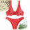 Thumbnail: Print Flower Bikinis Women Push Up Swimsuit Bikini Set Bandage Swimwear