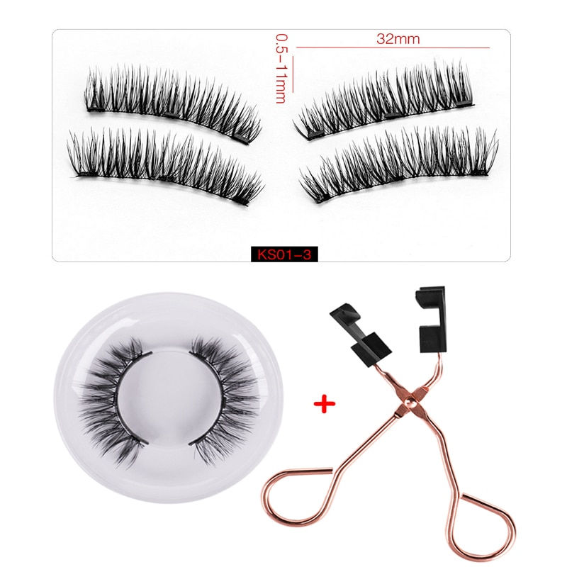 Thumbnail: 3 Magnets Magnetic Lashes Natural False Eyelashes Magnet Lashes