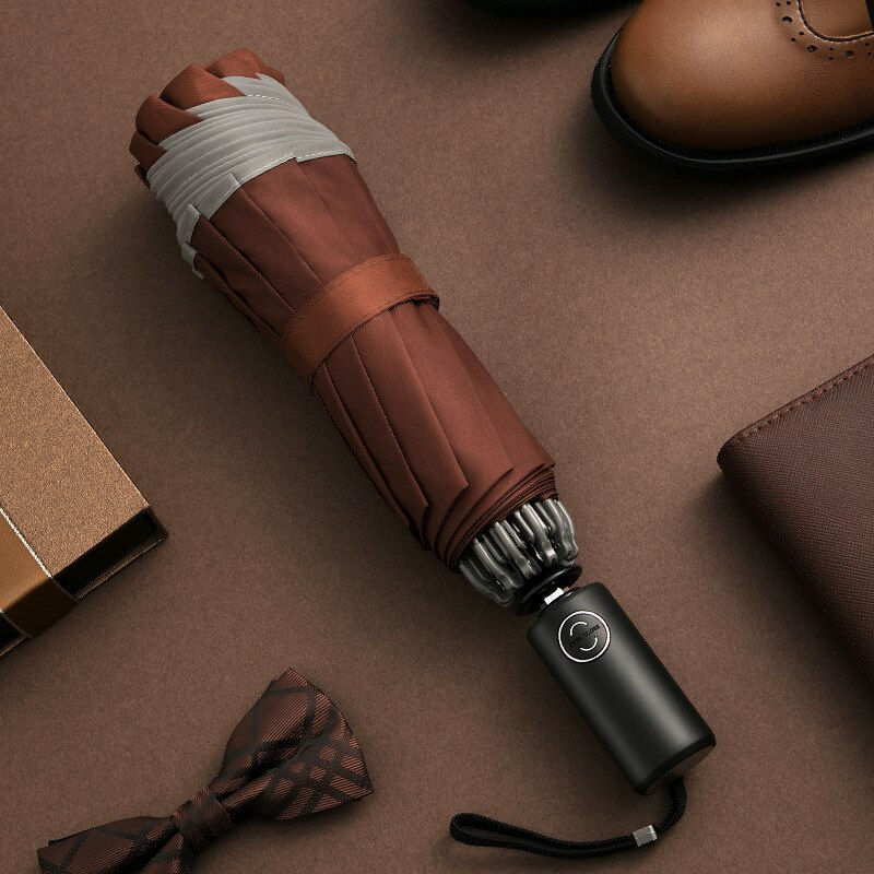 Thumbnail: Automatic Umbrella Reverse Folding Business Umbrella With Reflective Strips