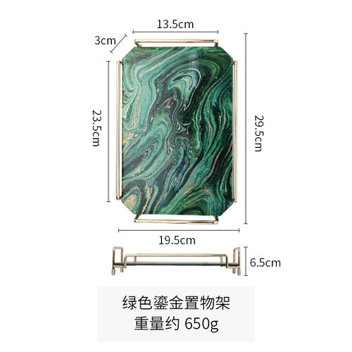 Thumbnail: Marbling Storage Tray Glass Dessert Plate Rectangle Grocery Tea Set Organize