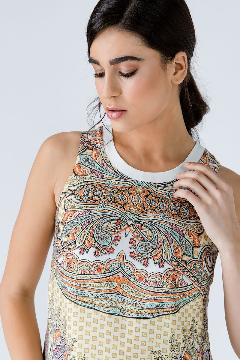 Thumbnail: Turquoise Paisley Sleeveless Dress