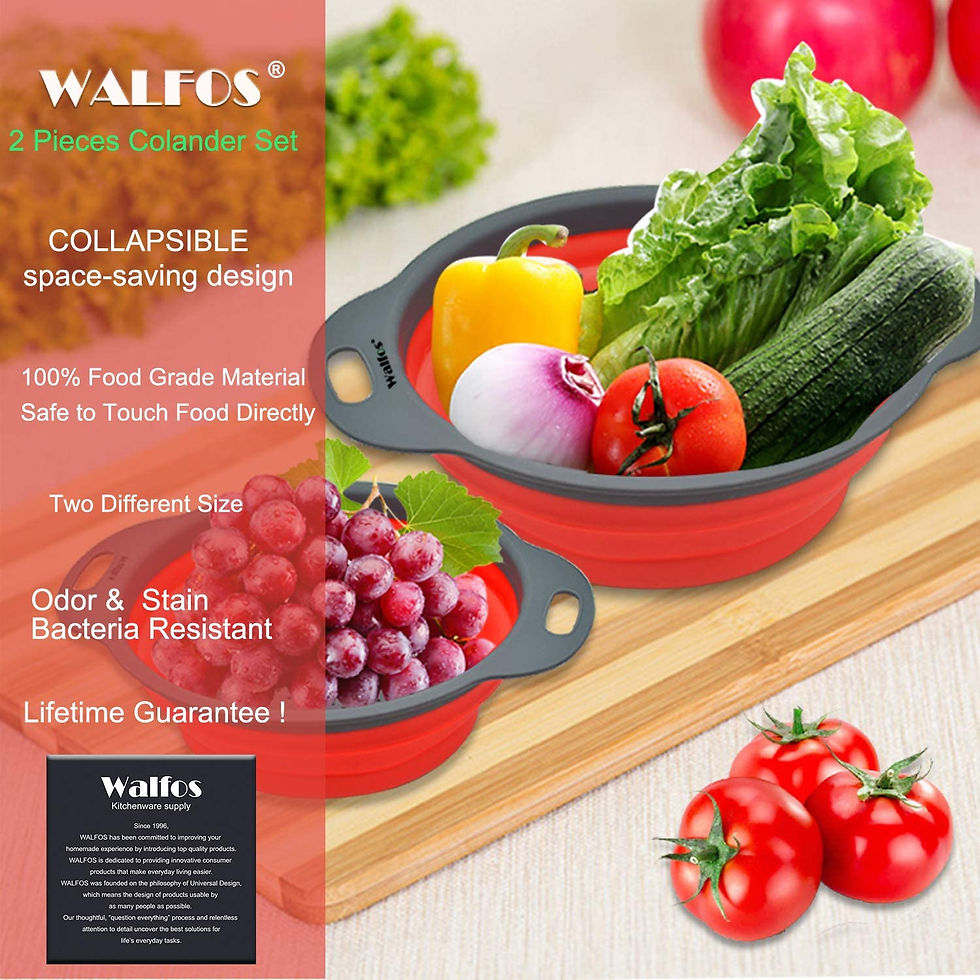 Thumbnail: 2 Pieces Foldable Silicone Collapsible Kitchen Colander Kitchen Tools