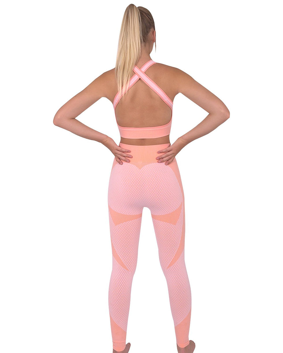 Thumbnail: Trois Seamless Leggings & Sports Top 2 Set - Pink