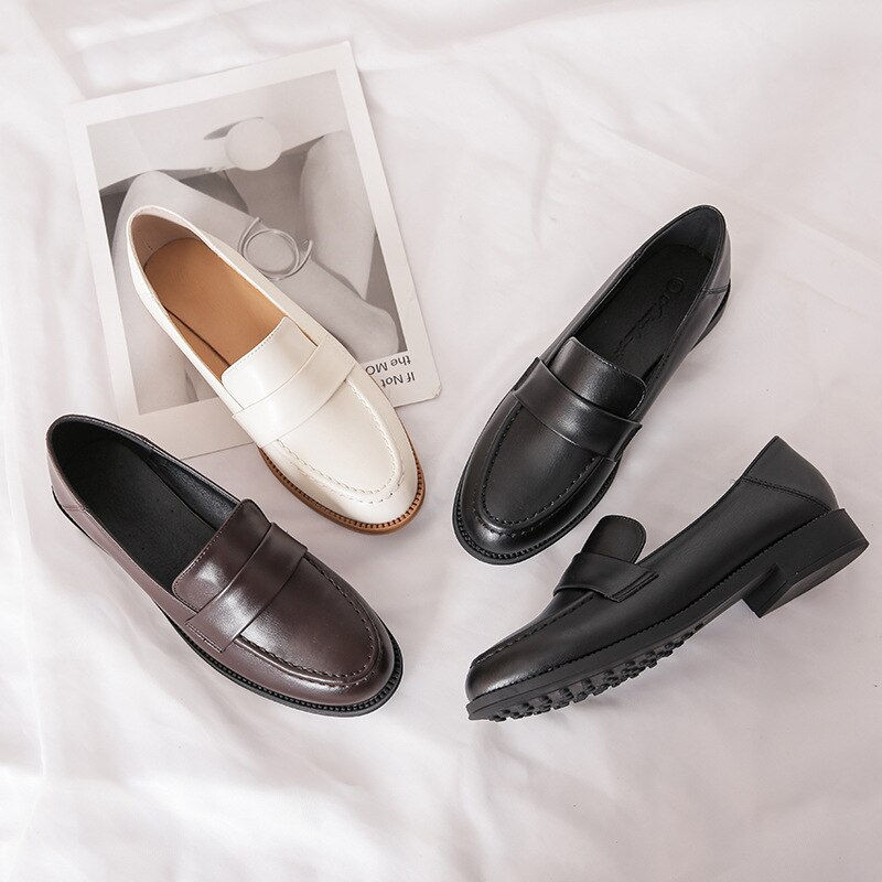 Thumbnail: Spring Soft Work Oxfords Buckle Chunky Heels