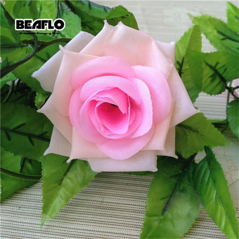 Thumbnail: 2.4m Silk Artificial Roses Flowers Rattan String Vine With Green Leaves for Home