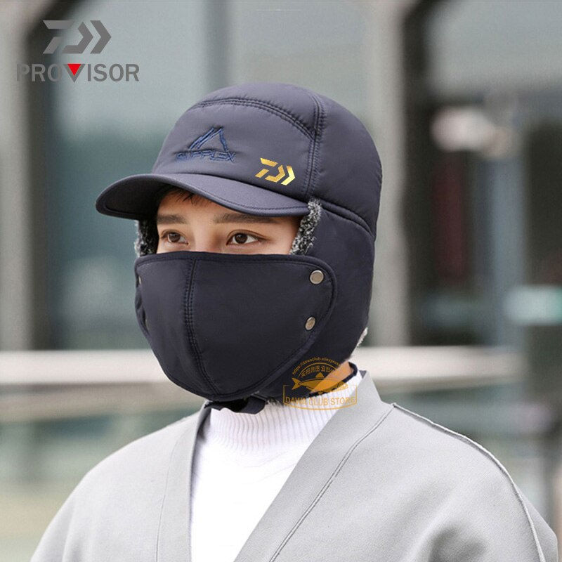 Thumbnail: Thermal Bomber Hats Ear Protection Face Mask Windproof Ski Cap Velvet Thicken