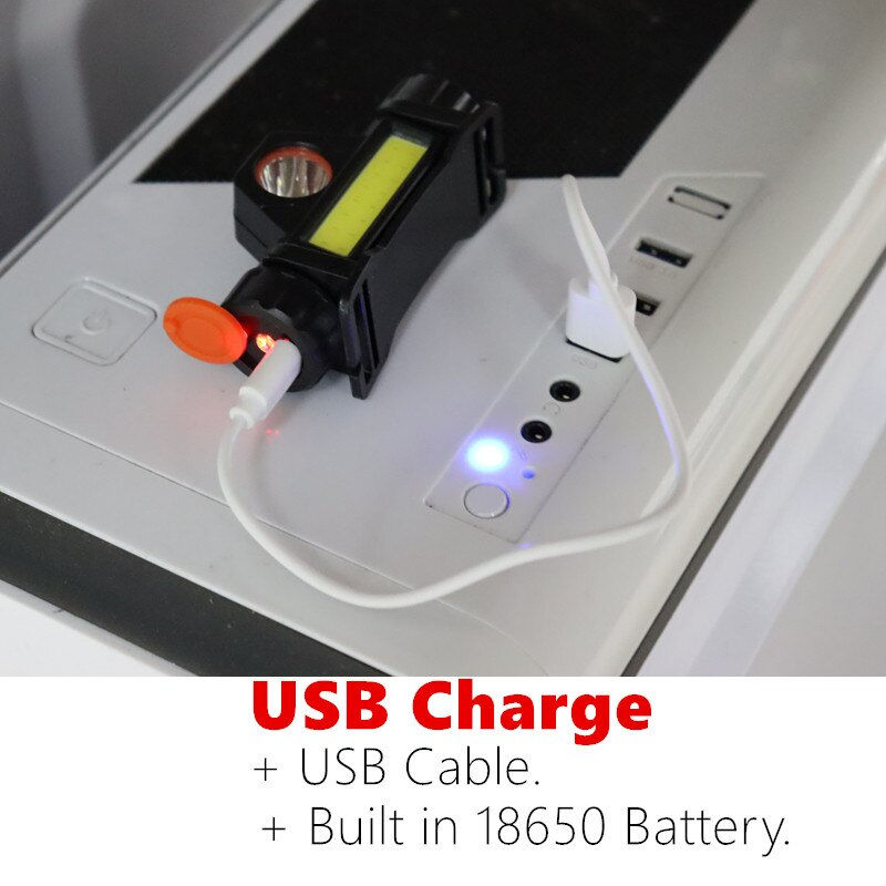 Thumbnail: Portable Mini Flashlight Lantern Q5+COB Led Headlamp + 1