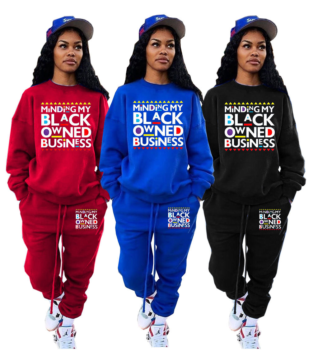 Sweat Suit Women Letter Silk Screen Printing Jogging Suits