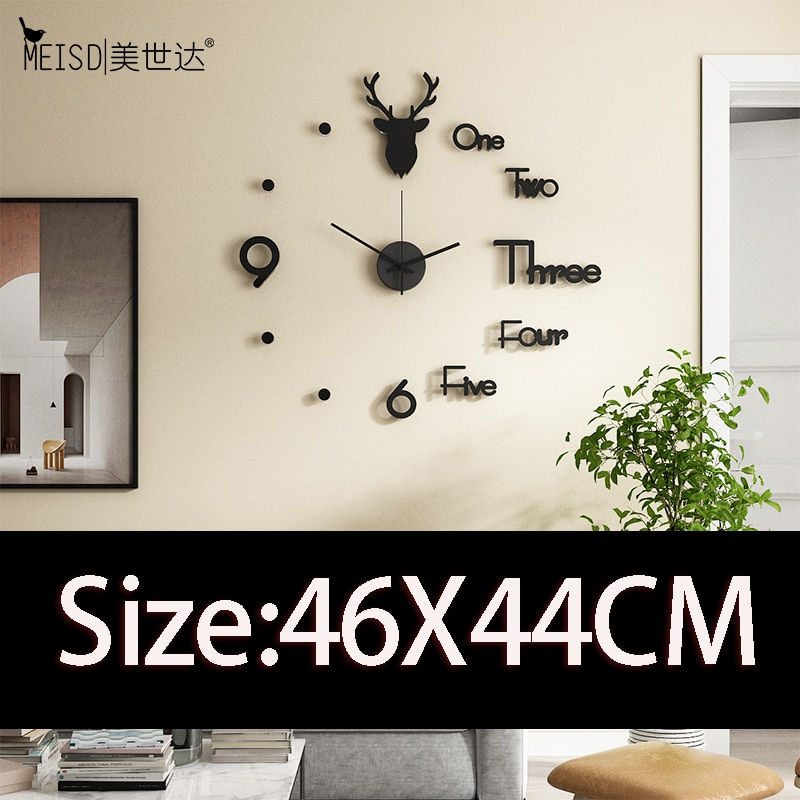 Thumbnail: Large Wall Clock Creative DIY Mirror Stickers Wall Watch Modern Quartz Clocks