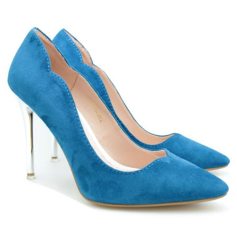 थंबनेल: Chrome Heel Dress Pumps (Navy)