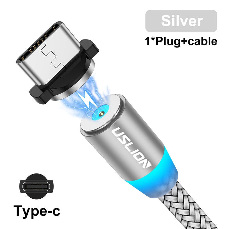 Thumbnail: USLION Magnetic USB Cable for iPhone 12 11 Xiaomi Samsung Type C Cable LED Fast