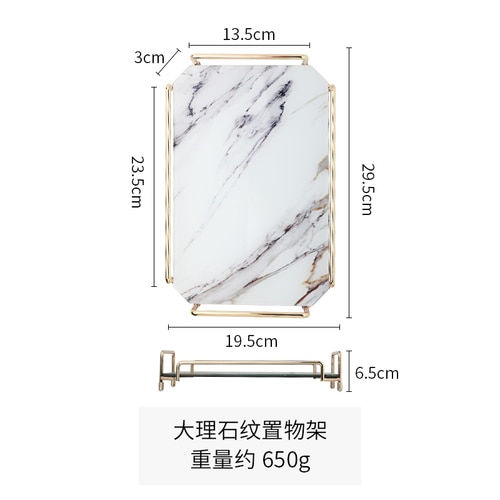 Thumbnail: Marbling Storage Tray Glass Dessert Plate Rectangle Grocery Tea Set Organize