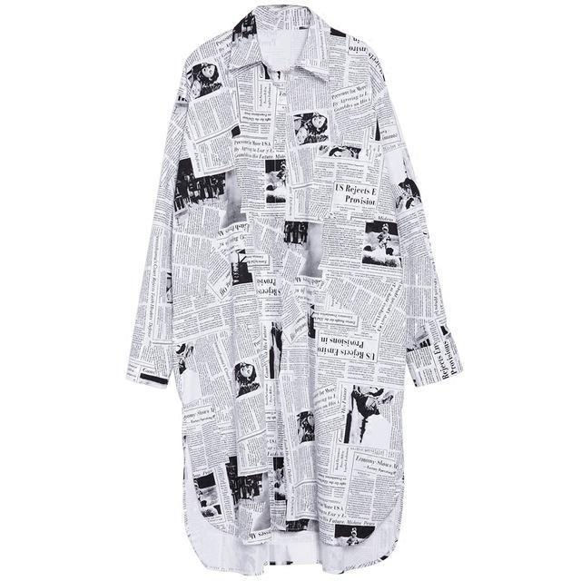 Thumbnail: Toriko Newspaper Print Shirt Dress