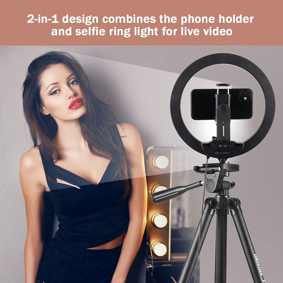 Thumbnail: 10" Selfie Ring Light with 50" Extendable Tripod Stand & Flexible Phone Holder 