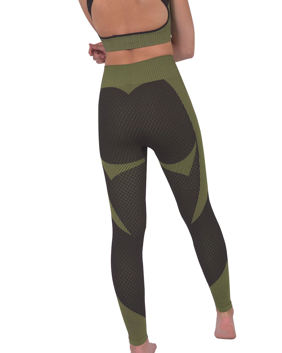 Thumbnail: Trois Seamless Legging - Black With Green