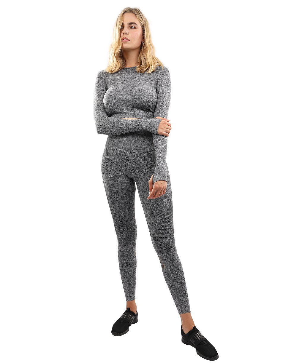 Thumbnail: Cadrina Seamless Leggings & Sports Top Set - Grey