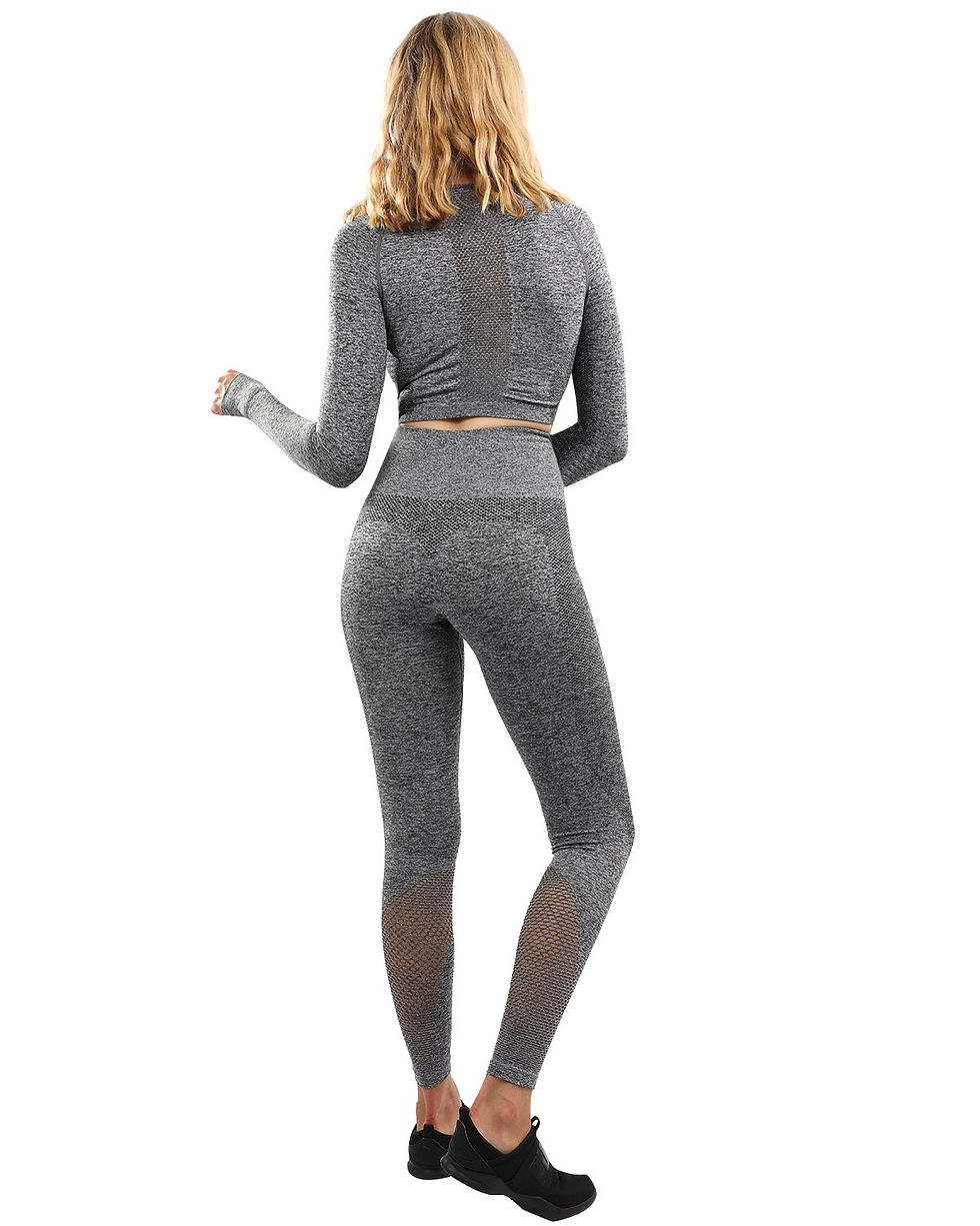 Thumbnail: Cadrina Seamless Leggings & Sports Top Set - Grey