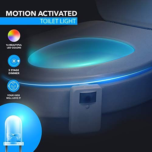 Thumbnail: 16-Color Toilet Night Light, Motion Sensor Activated Bathroom LED Bowl Nightlig
