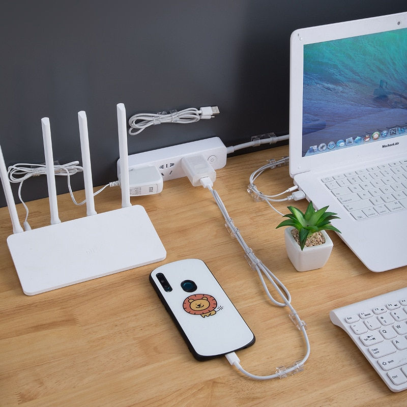 Thumbnail: 20pcs Finisher Wire Clamp Self-Adhesive Wire Organizer Cable Clip Buckle Clips
