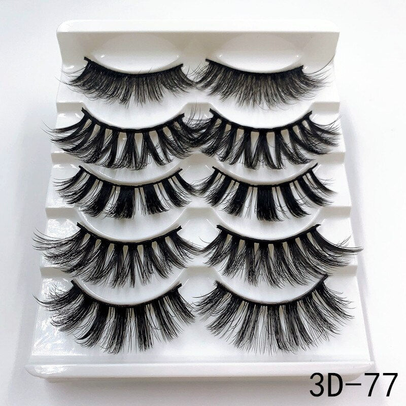 Thumbnail: Mink Eyelashes 5 Pairs 3D Mink Lashes Handmade Natural False Eyelashes Eyelash