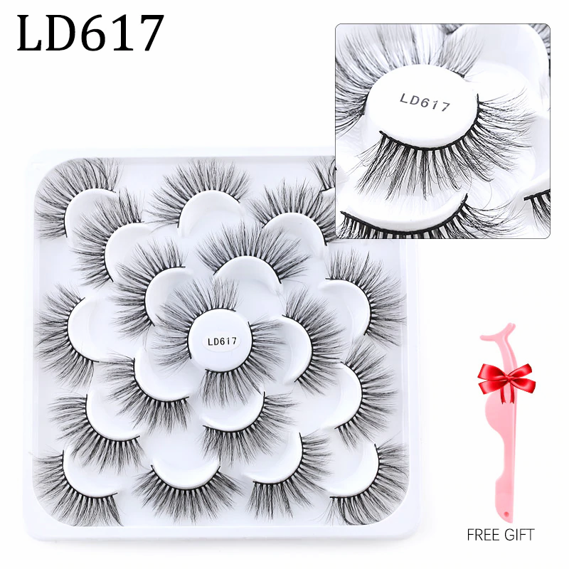 Thumbnail: 5/8/10 Pairs 3D Mink Lashes Natural False Eyelashes Dramatic Volume Fake Lashes