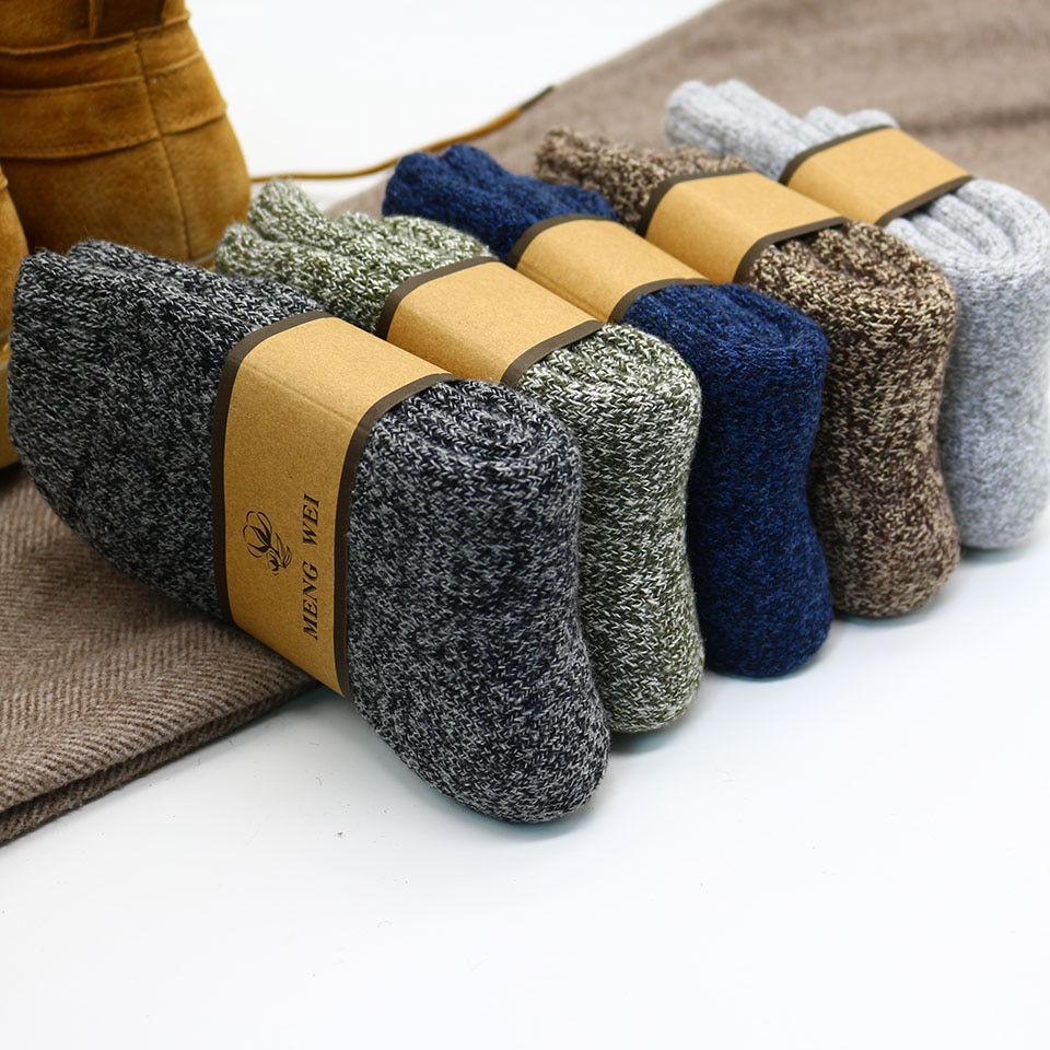 Thumbnail: Super Thick Warm High Quality Retro Snow Casual Antifreeze Wool Socks 3 Pair