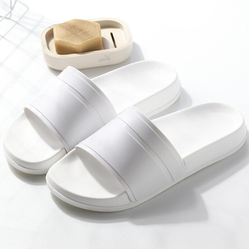 Thumbnail: Summer Home Men Slippers Simple Black White Non-Slip Slides Flip Flops Couples