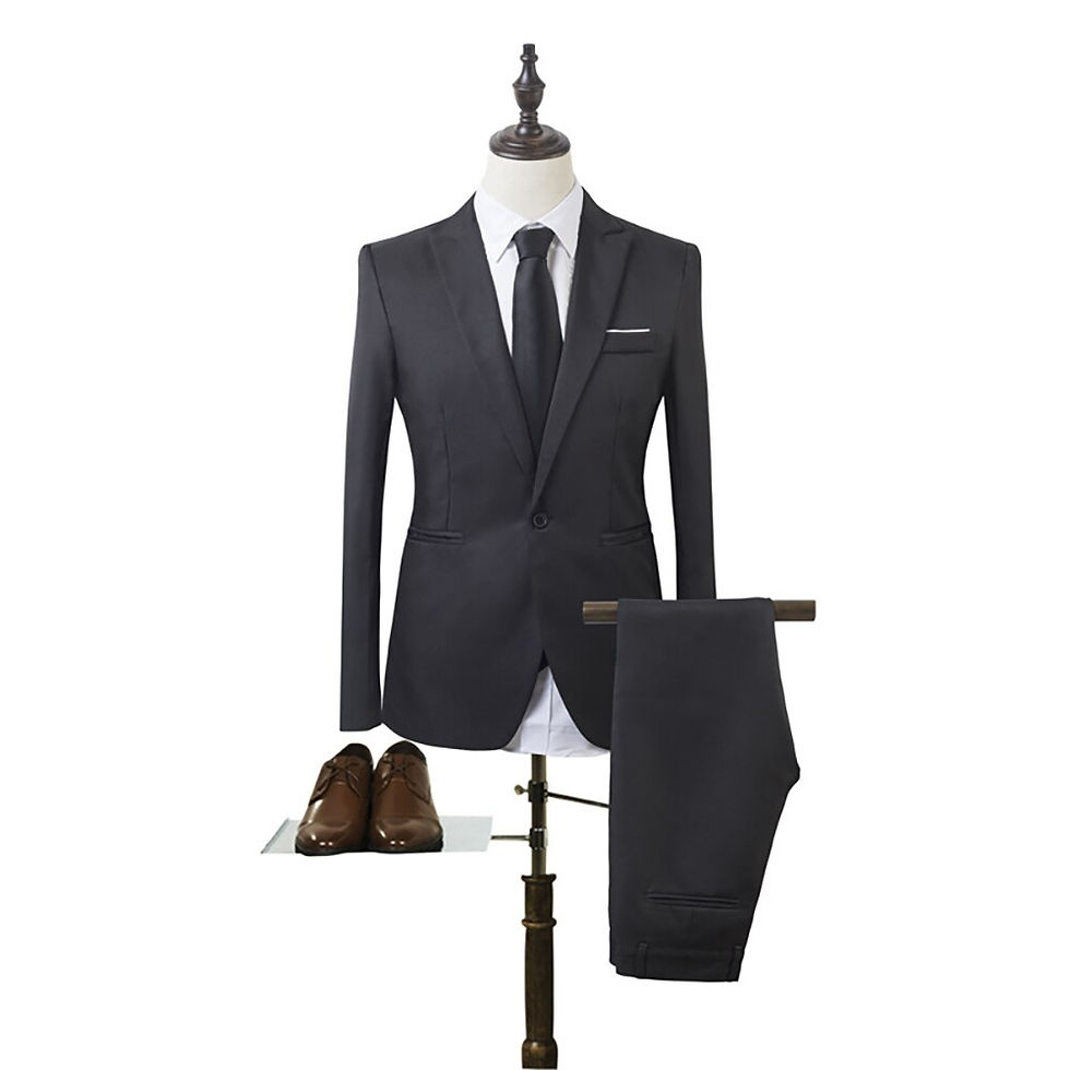 Thumbnail: 2 Pieces Business Blazer+Pants Suit Sets Men Autumn Fashion Solid Slim