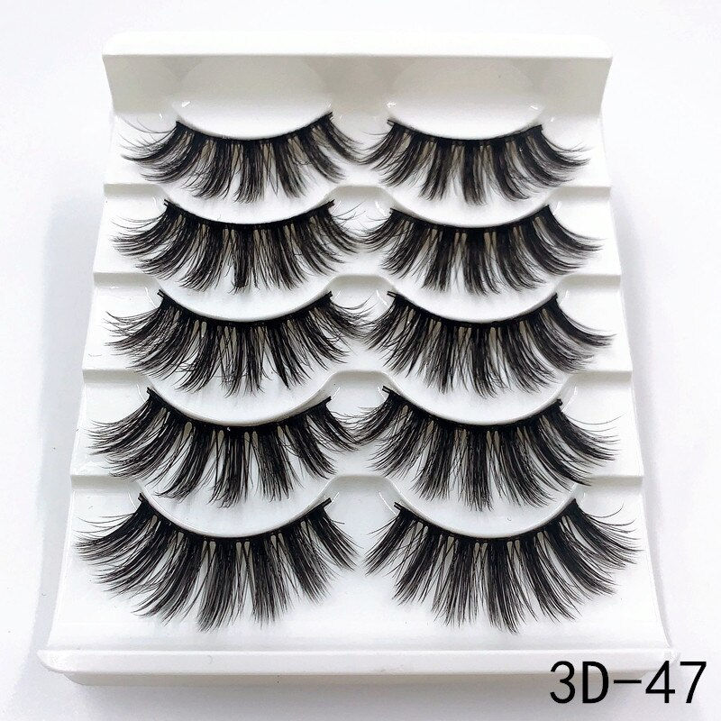 Thumbnail: Mink Eyelashes 5 Pairs 3D Mink Lashes Handmade Natural False Eyelashes Eyelash