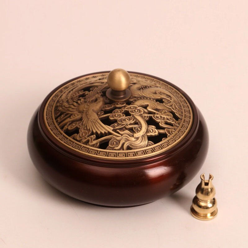 Thumbnail: Red copperThree Legged Copper Incense Burner Pure Copper Indoor Sandalwood