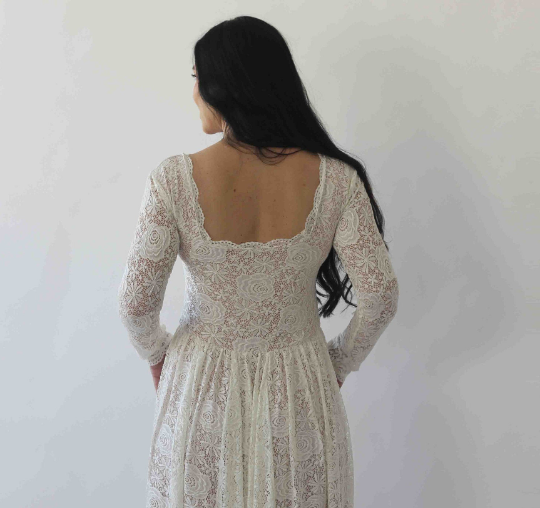 Thumbnail: Curve & Plus Size  Square Neckline Wedding Dress With Pockets #1265