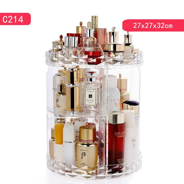 Thumbnail: 360 Degree Rotation Transparent Cosmetics Storage Box Spin Multi-Function