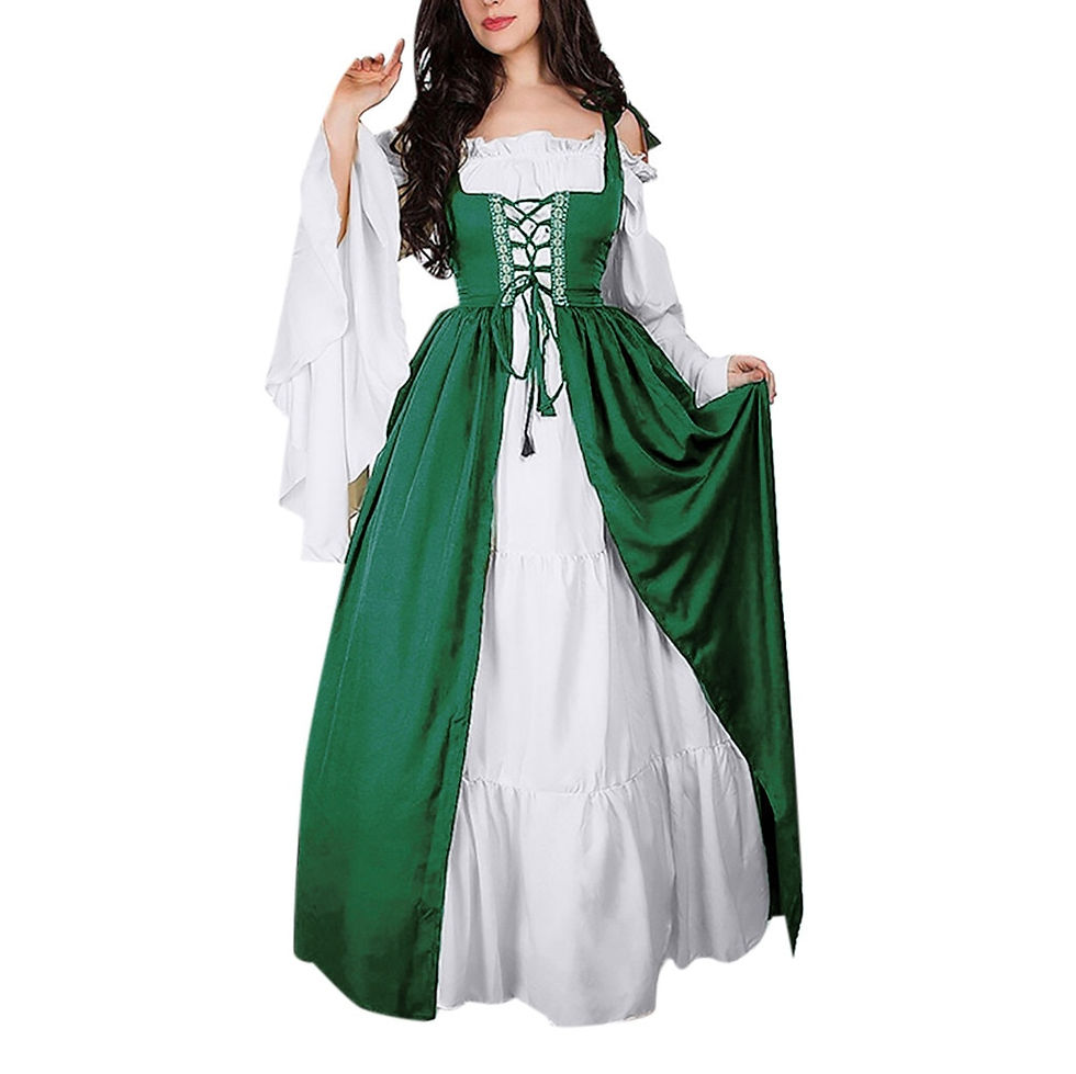 Thumbnail: Square Collar Bundle Corset Medieval Renaissance Vintage Dress Two-Piece Set