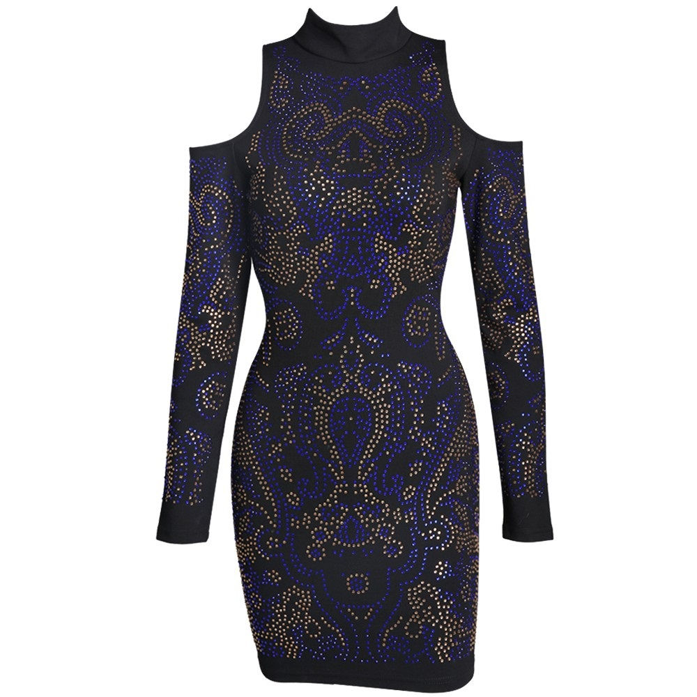 Blue Studded Geometric Dress