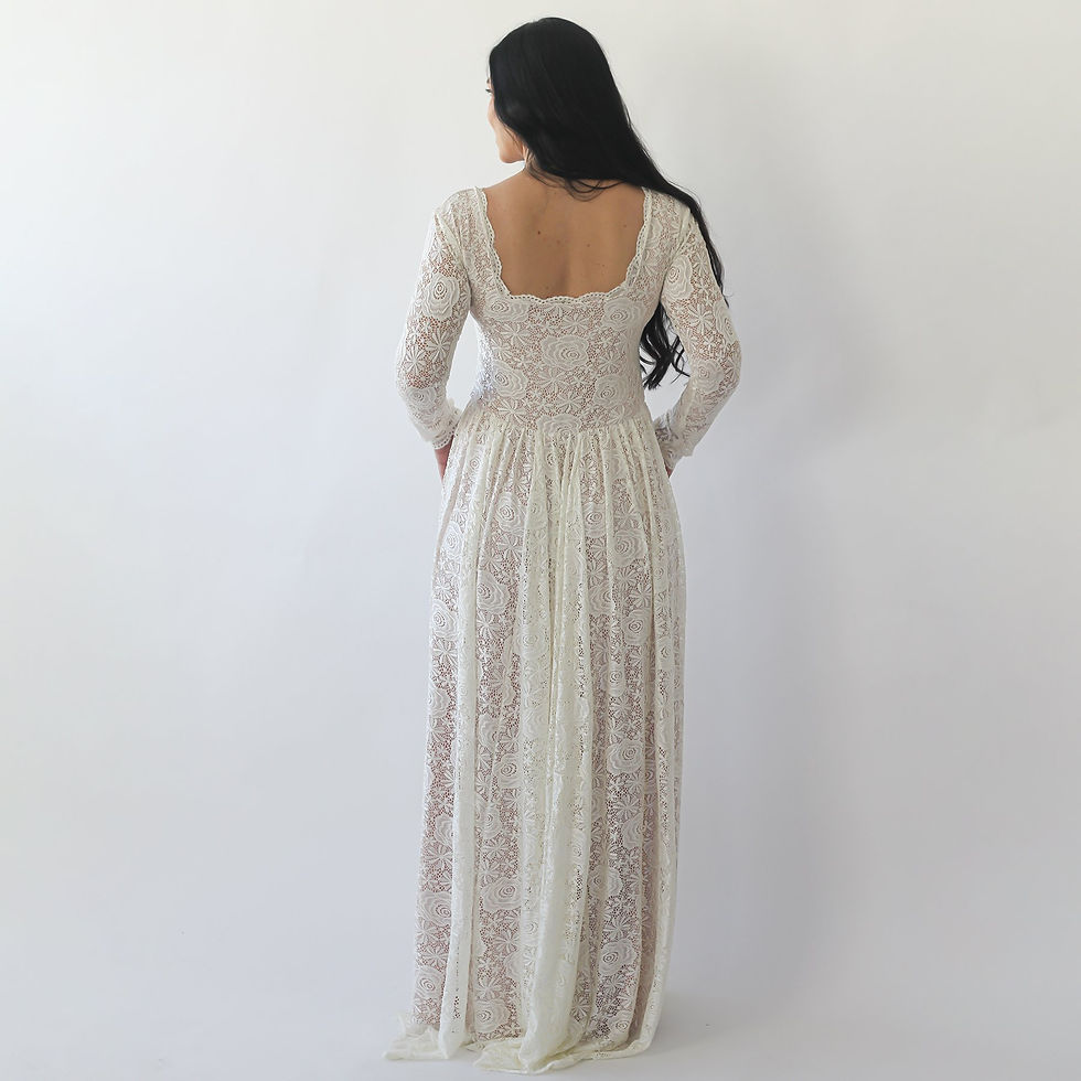 Thumbnail: Curve & Plus Size  Square Neckline Wedding Dress With Pockets #1265
