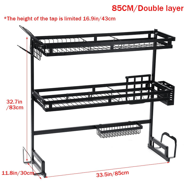 Thumbnail: 1/2 Layers Multi-Use Stainless Steel Dishes Rack Sink Drain Rack Organizer