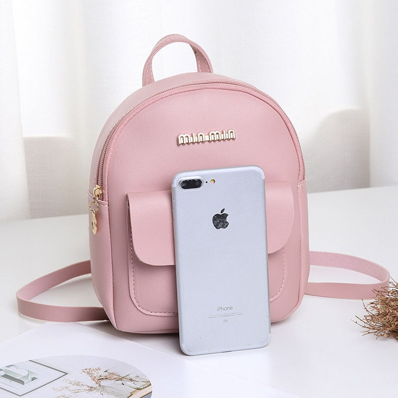 Thumbnail: Mini Backpack Women PU Leather Shoulder Bag   Large Capacity Small Backpack