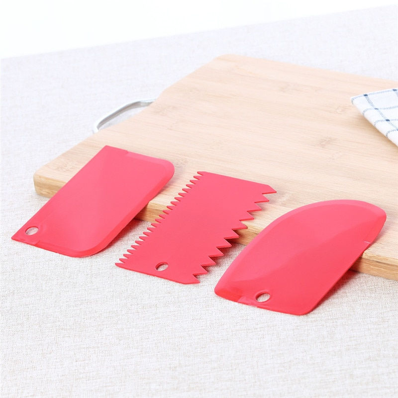 Thumbnail: 3Pcs Plastic Baking Cake Scraper Dough Vegetable Cutter Kitchenware