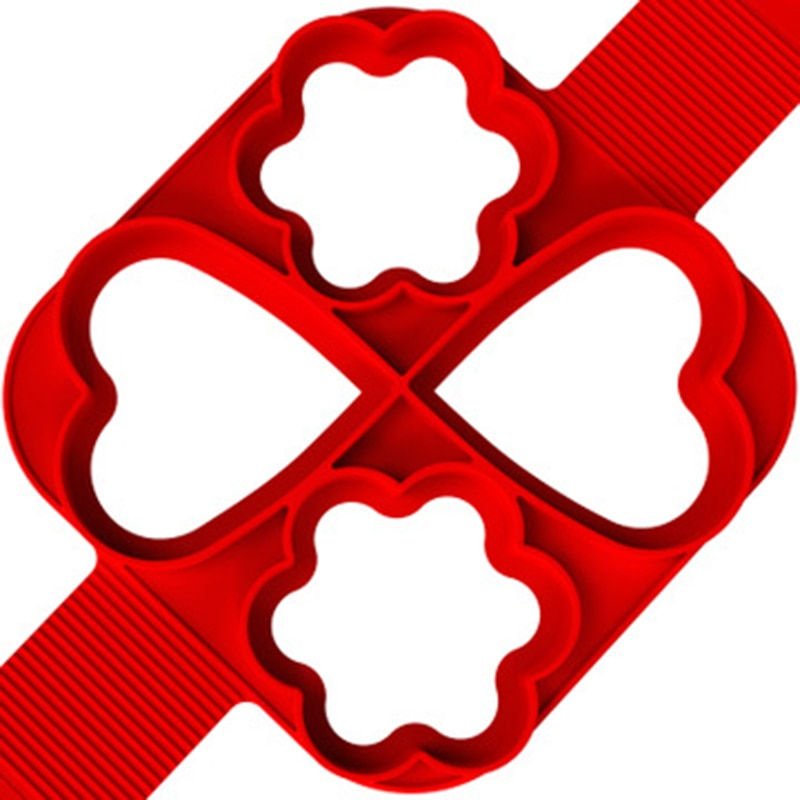 Imej kecil: Pancake Maker Multiple Shapes 4 Holes Nonstick Silicone Baking Mold Ring Fried